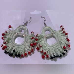 Mint green crochet earrings